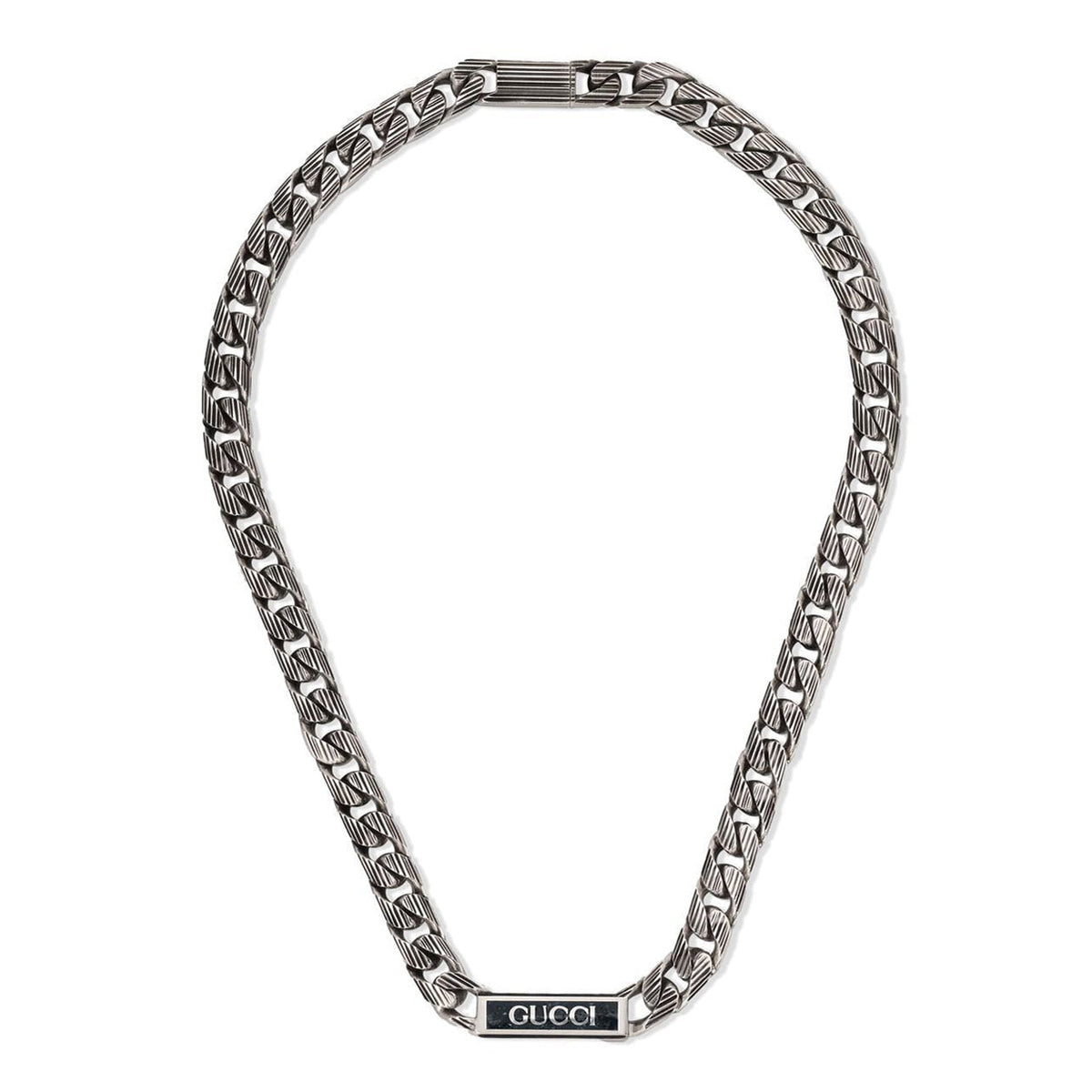 Double Gucci Logo Enamel Chain Necklace