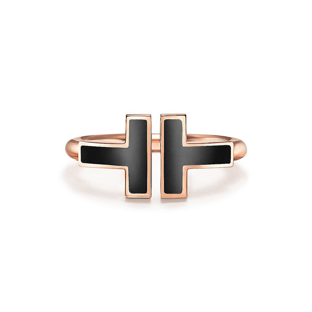 18K Tiffany Black Onyx Wire Ring