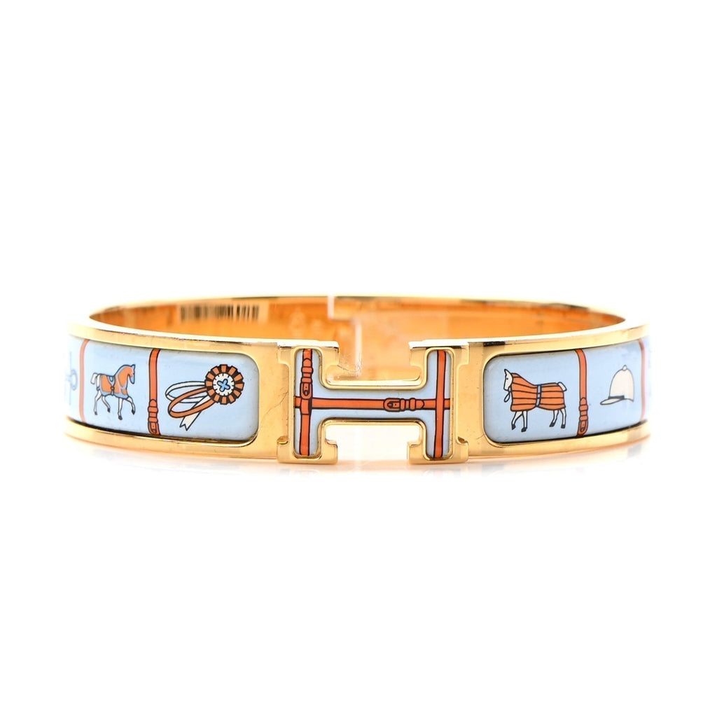 18K Clic Hermes Couvertures Blue Bracelet