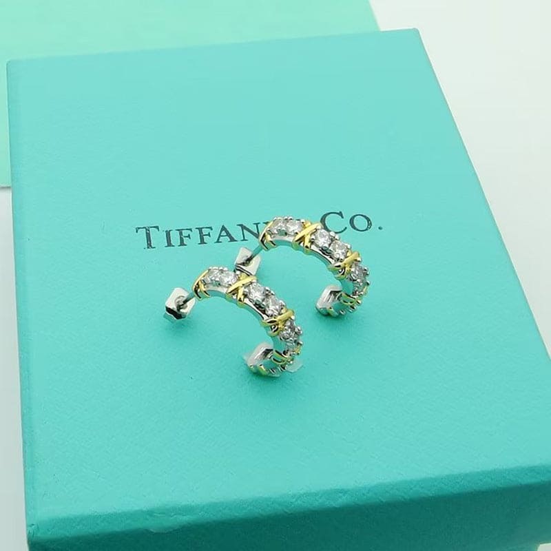 18K Tiffany Schlumberger Twenty Stone Hoop Earrings