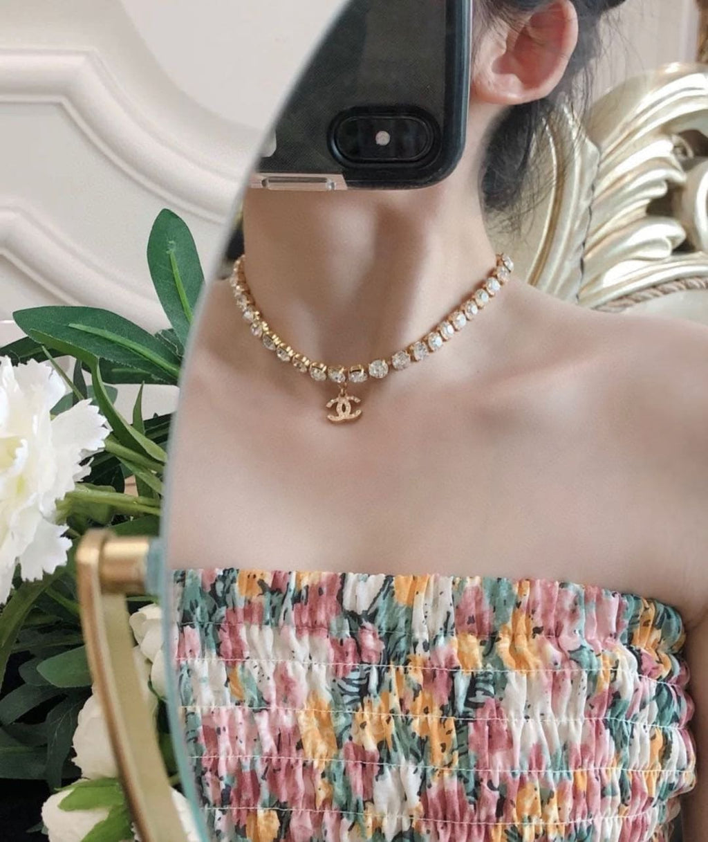 18K  Chanel Crystals Chain Necklace