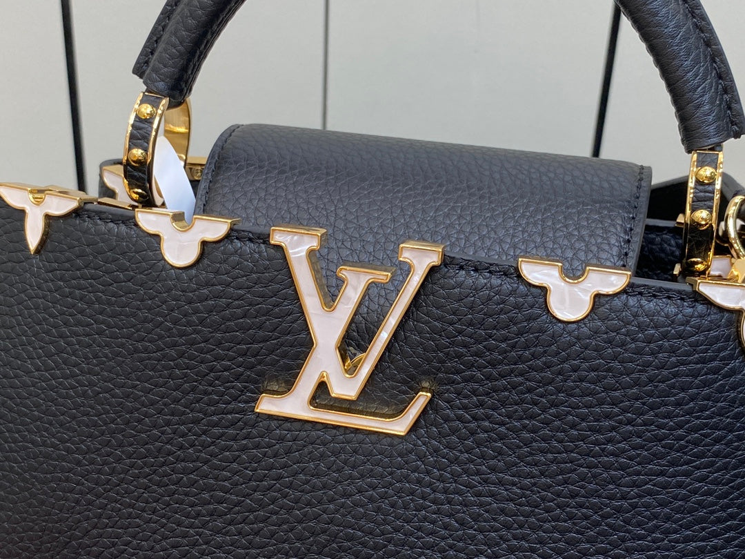 LOUIS VUITTON CAPUCINES BB 27 BLACK TAURILLON GOLD HARDWARE
