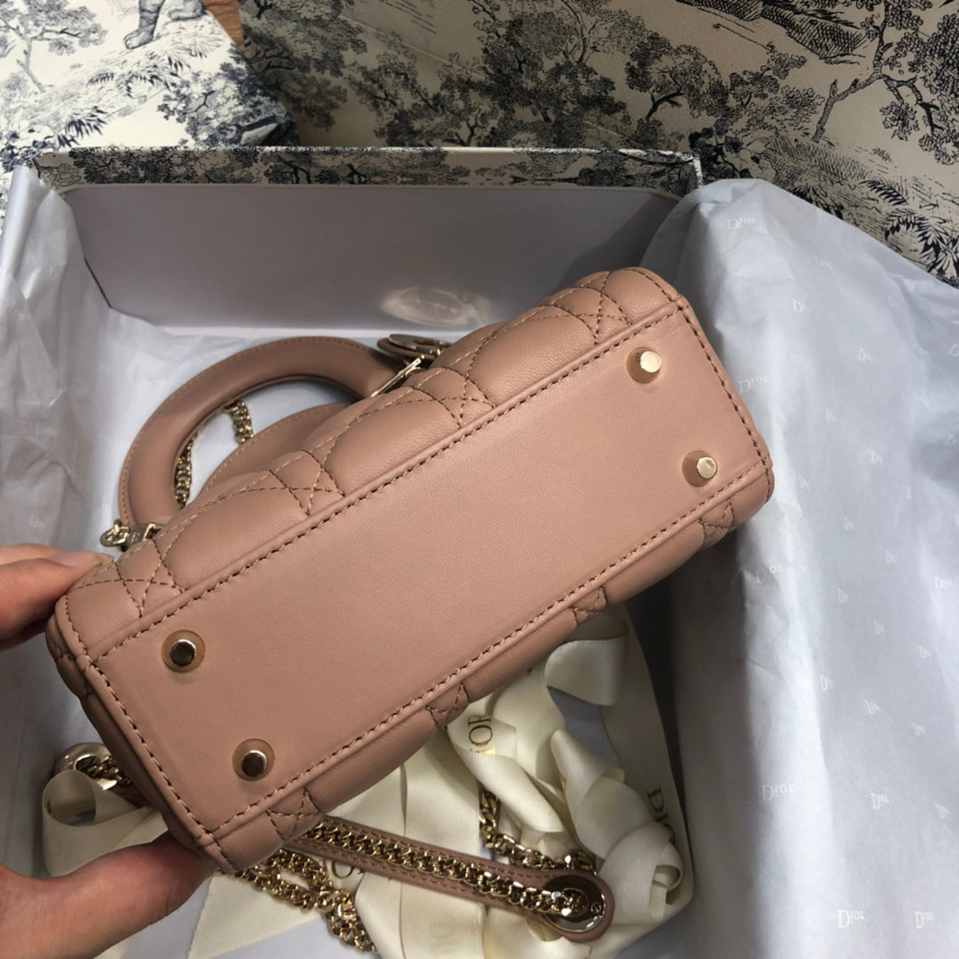 DIOR MINI LADY 17 MY ABC BEIGE LAMBSKIN