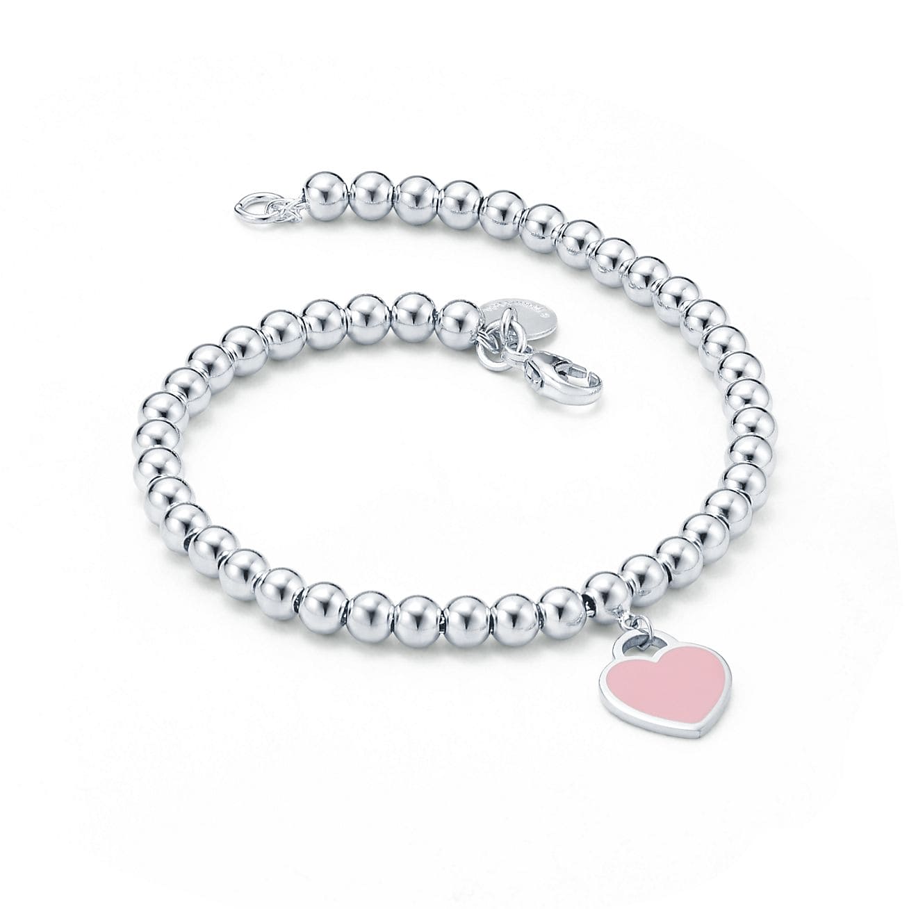 Return To Tiffany Pink Heart Tag Bead Bracelet