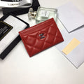 CHANEL CARD HOLDER 11.2 RED CALFSKIN SILVER ICON
