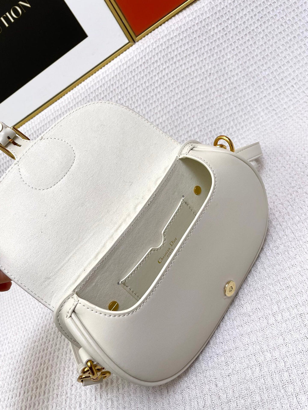 DIOR MINI BOBBY EAST-WEST 20 BAG IN WHITE CALFSKIN