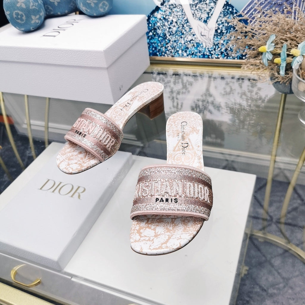 DIOR CD Mule Dway Heeled Slide 45mm Style 24