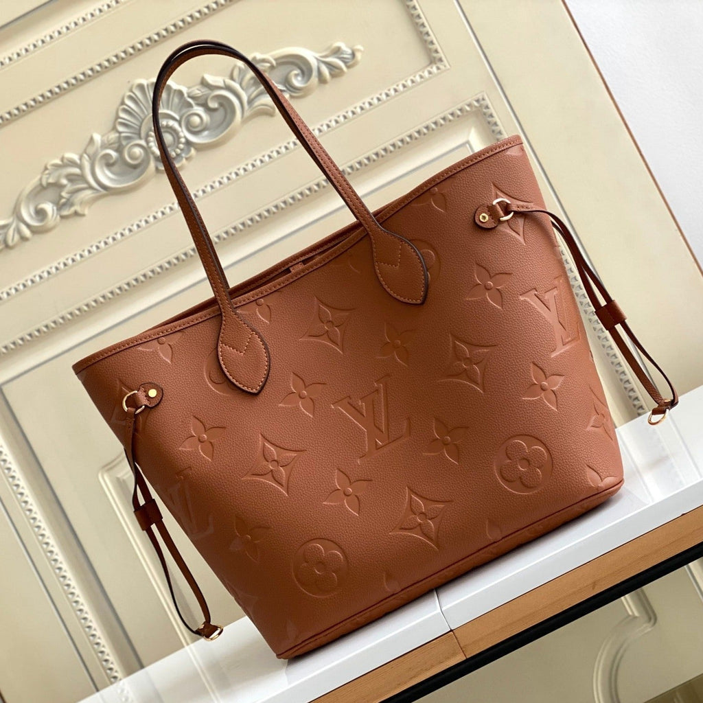 LOUIS VUITTON NEVERFULL MM 32 BROWN MONOGRAM EMPREINTE LEATHER