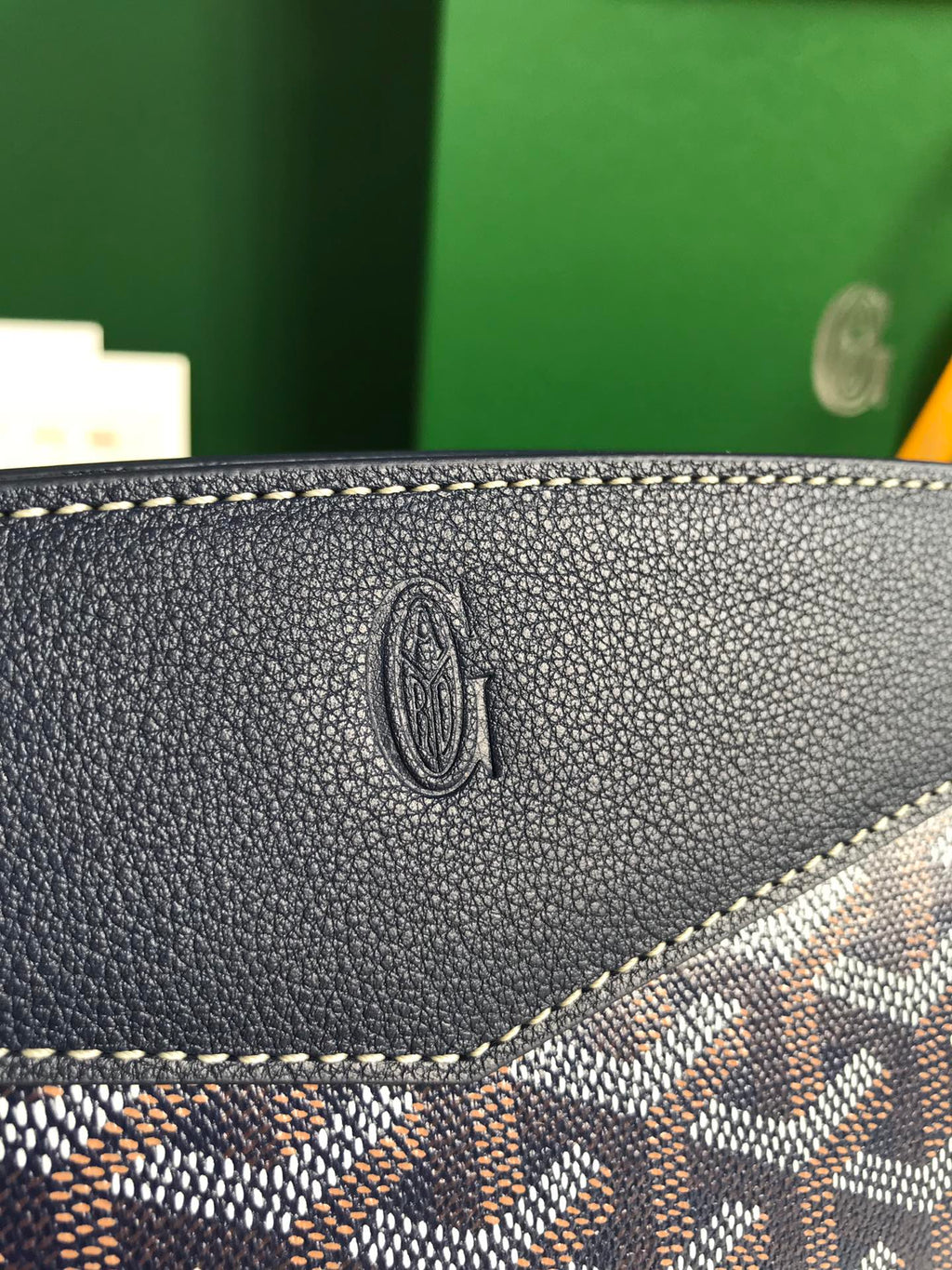 ROUETTE STRUCTURÉ MINI BAG 21 IN NAVY BLUE GOYARDINE CANVAS AND CALFSKIN