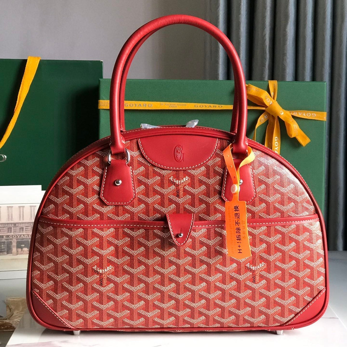 SAINT JEANNE BAG 35 IN RED GOYARDINE CANVAS AND CALFSKIN
