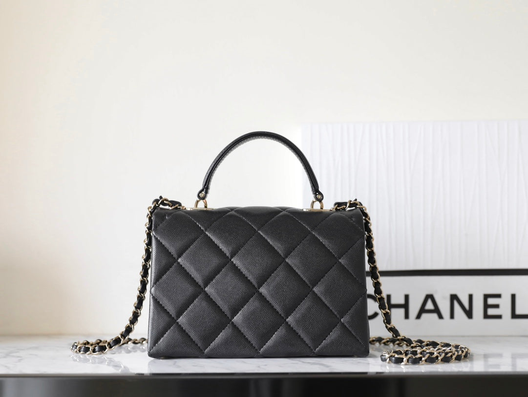 CHANEL 25S FLAP BAG 21 CM IN BLACK LAMBSKIN WITH GOLD HARDWARE
