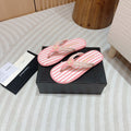 CHANEL WOVEN FLIP FLOP WHITE MIX PINK SHEEPSKIN