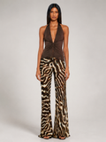 Abstract Zebra Flared Pants