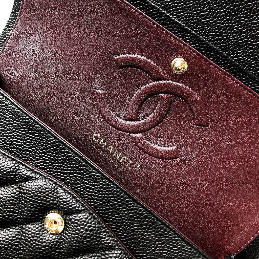 CHANEL FLAP BAG 25 IN BLACK CAVIAR LEATHER GOLD HARDWARE