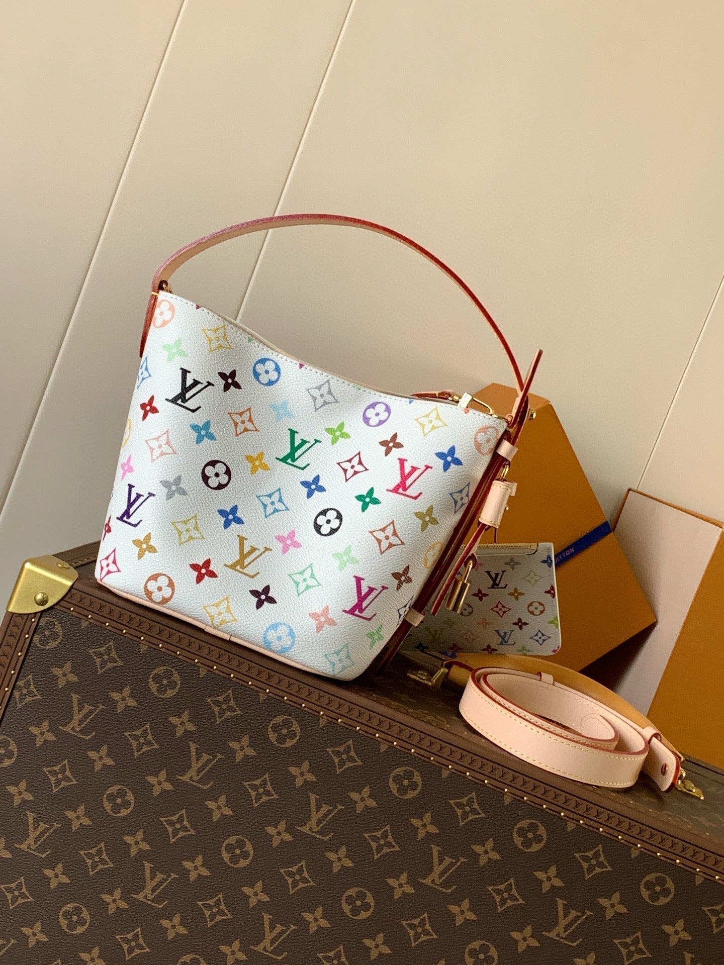 LOUIS VUITTON LV SHOULDER BAG 18 IN MULTICOLOR MONOGRAM CANVAS AND CALFSKIN