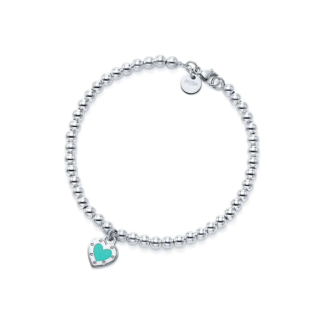 Tiffany Blue Heart Tag Bead Bracelet