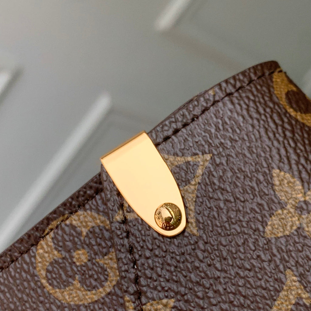 LOUIS VUITTON PHONE POUCH 17.5 IN BROWN MONOGRAM COATED CANVAS AND CALFSKIN