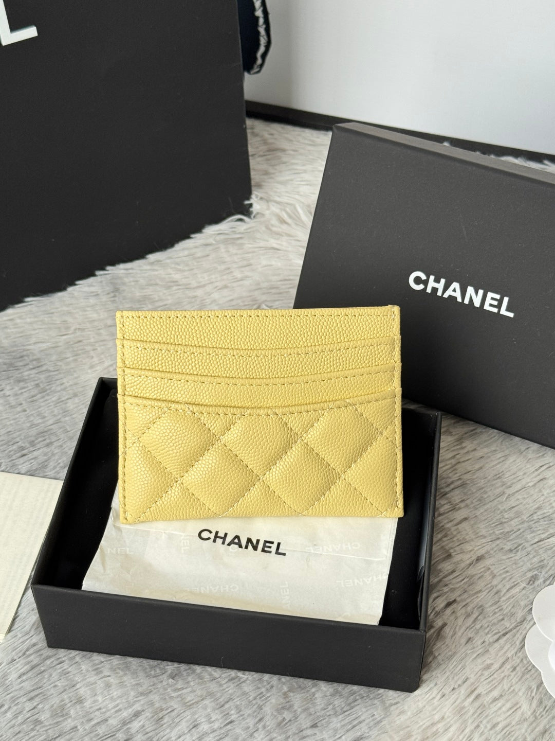 CHANEL 25S CARD HOLDER 11 IN YELLOW CAVIAR GOLD HARDWARE