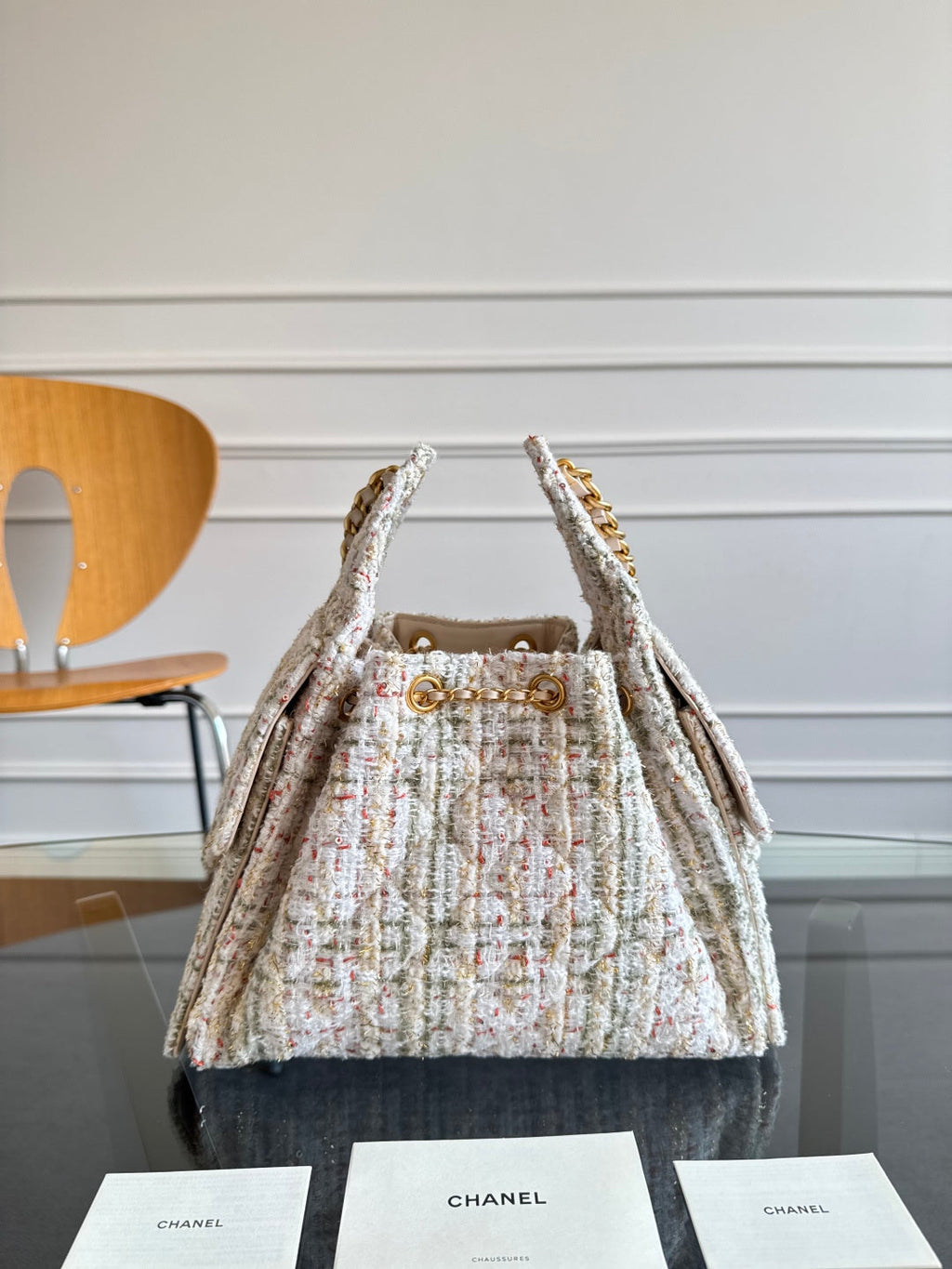 CHANEL 25S HOBO BAG 30 IN MULTICOLOR TWEED WITH GOLD HARDWARE