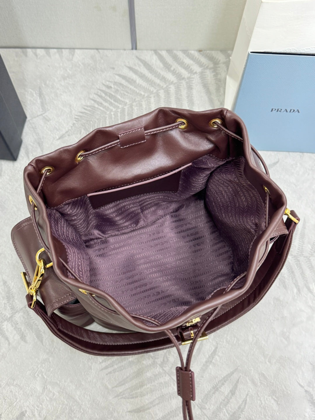 PRADA 25S EXPLORE MEDIUM BACKPACK 29 IN SIENNA CALFSKIN GOLD HARDWARE