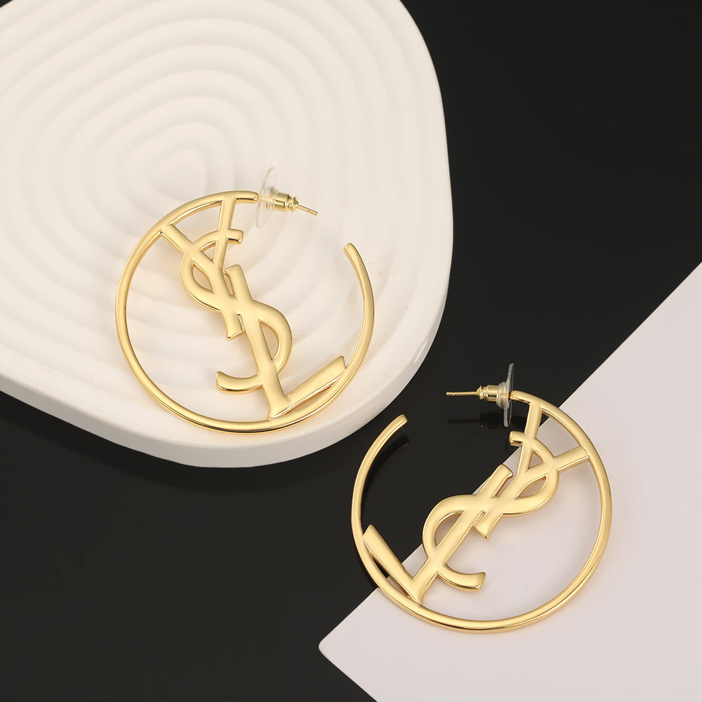 18K YSL Monogram Earrings