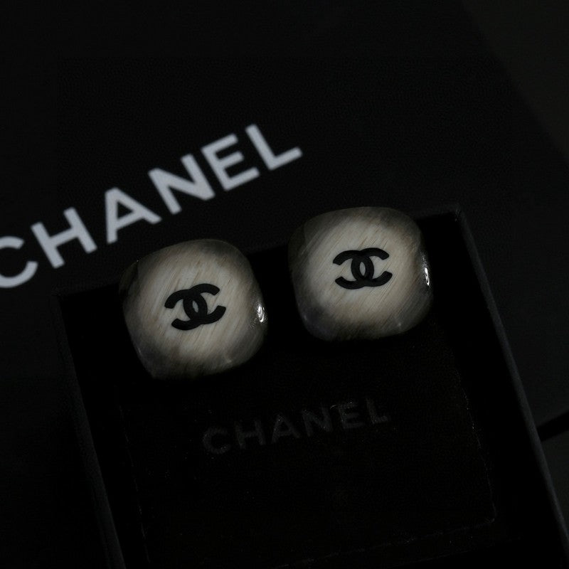 18K  Chanel Black Square Earrings