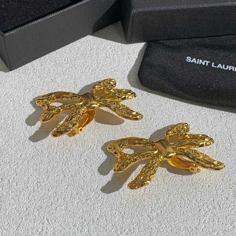 18K YSL 26C Butterfly Gold Earrings