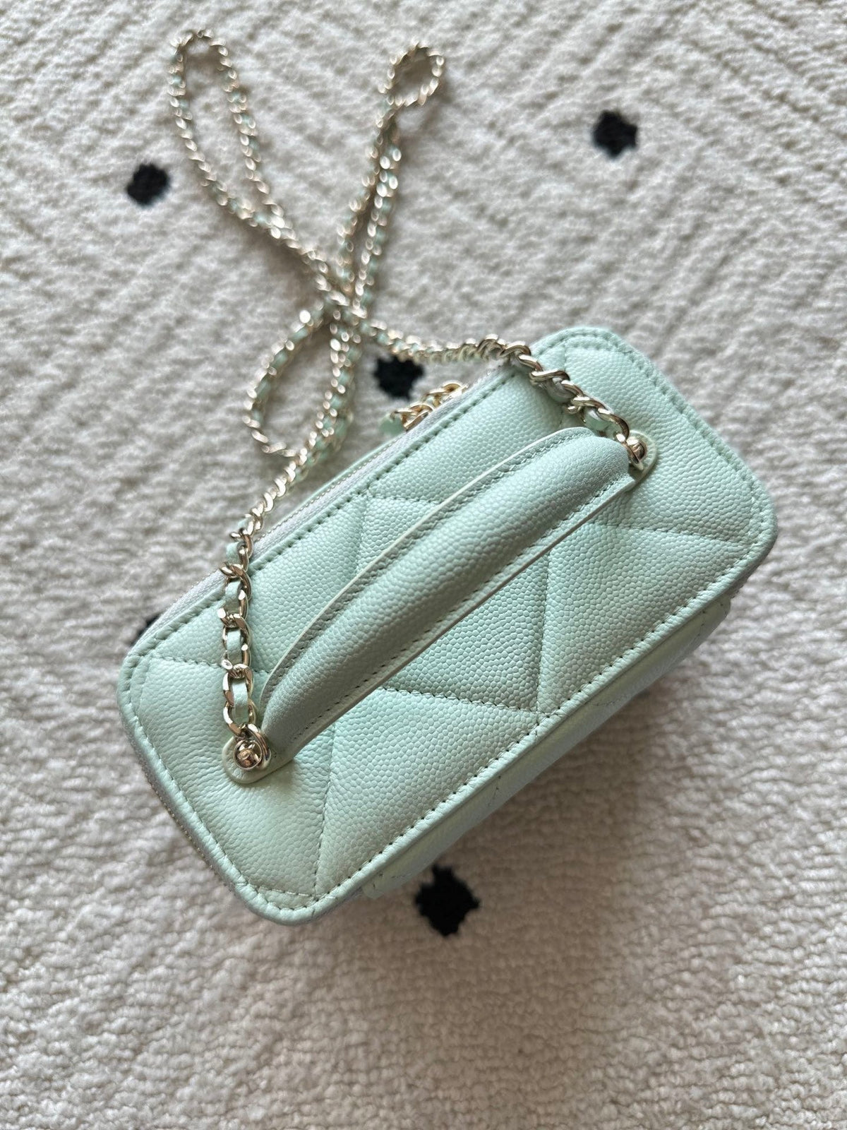 CHANEL 25S VANITY BAG 17 IN MINT GREEN CAVIAR LEATHER