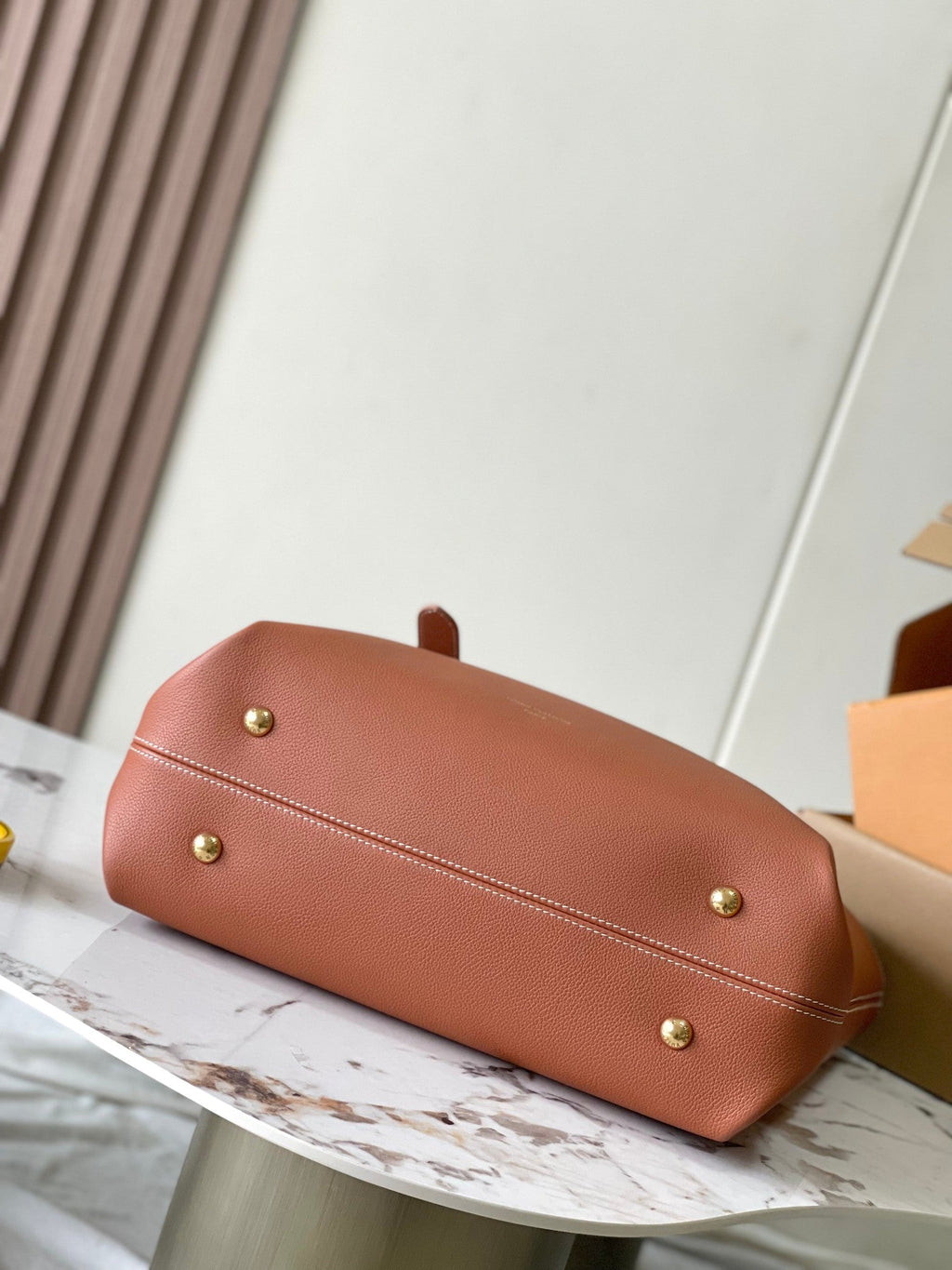 LOUIS VUITTON LOW KEY CABAS 47 IN SASSY SALMON GRAINED CALFSKIN GOLD BUCKLE