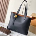 LOUIS VUITTON LOW KEY CABAS 47 IN BLACK GRAINED CALFSKIN GOLD BUCKLE