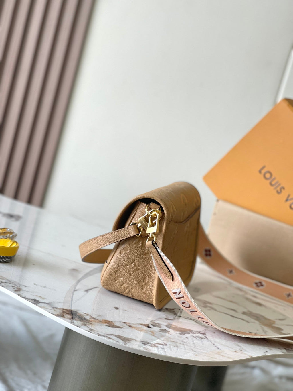 LOUIS VUITTON DIANE 23 IN WARM TAN BROWN EMBOSSED GRAINED CALFSKIN