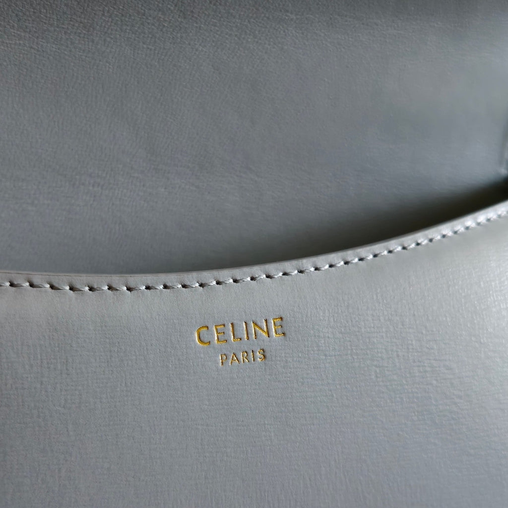 CELINE TEEN LOLA TRIOMPHE BAG 20 IN COOL GRAY BLUE CALFSKIN