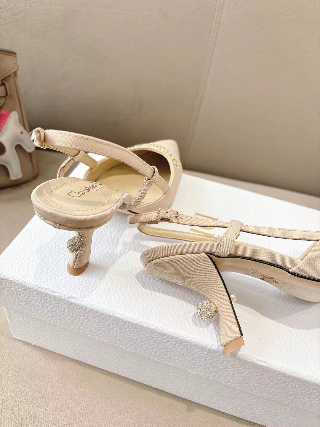 DIOR MY DD SLINGBACK PUMP 85MM IN BEIGE DENIM