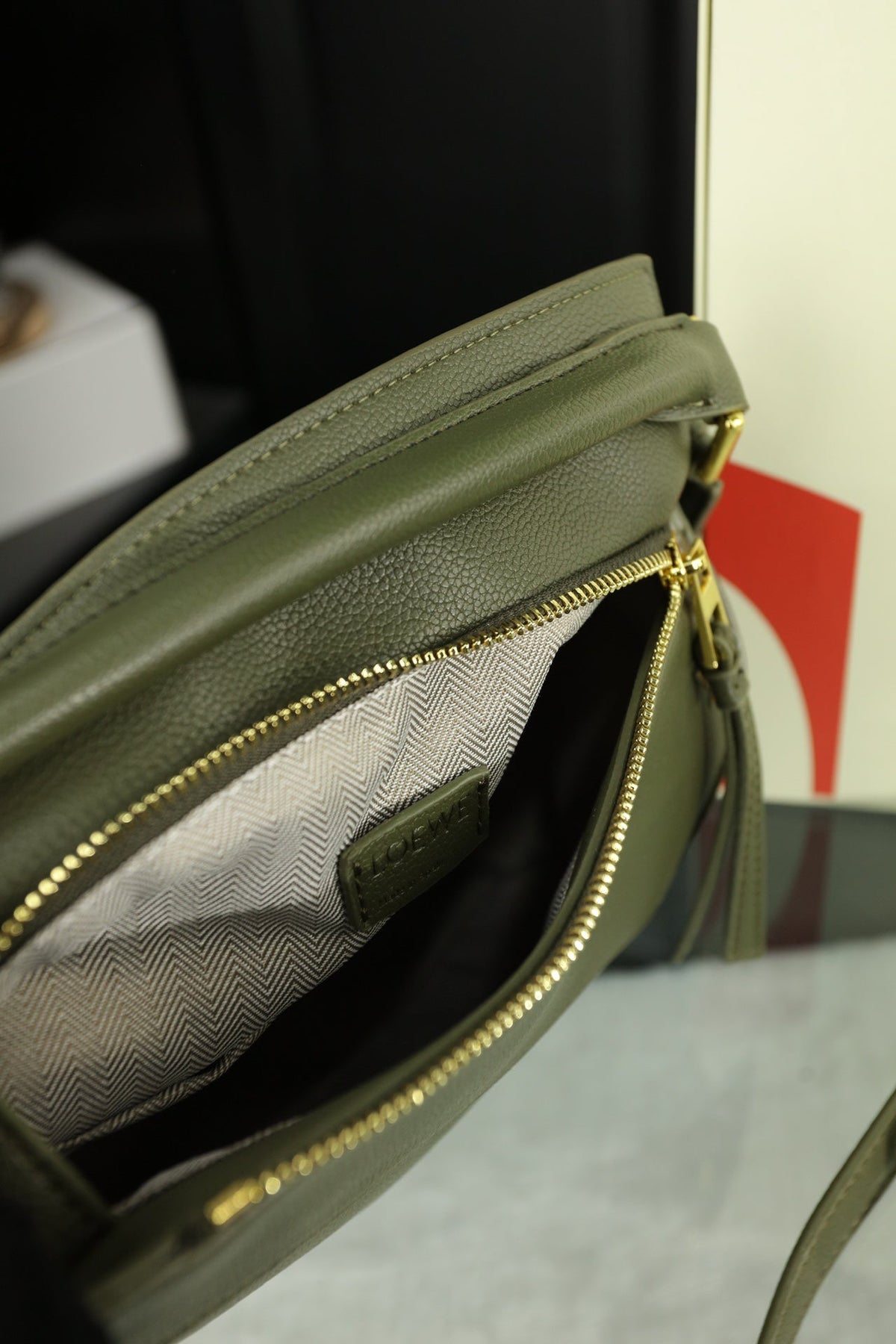 LOE MINI PUZZLE 23 BAG IN DARK OLIVE GREEN CALFSKIN - NO FABRIC STRAP