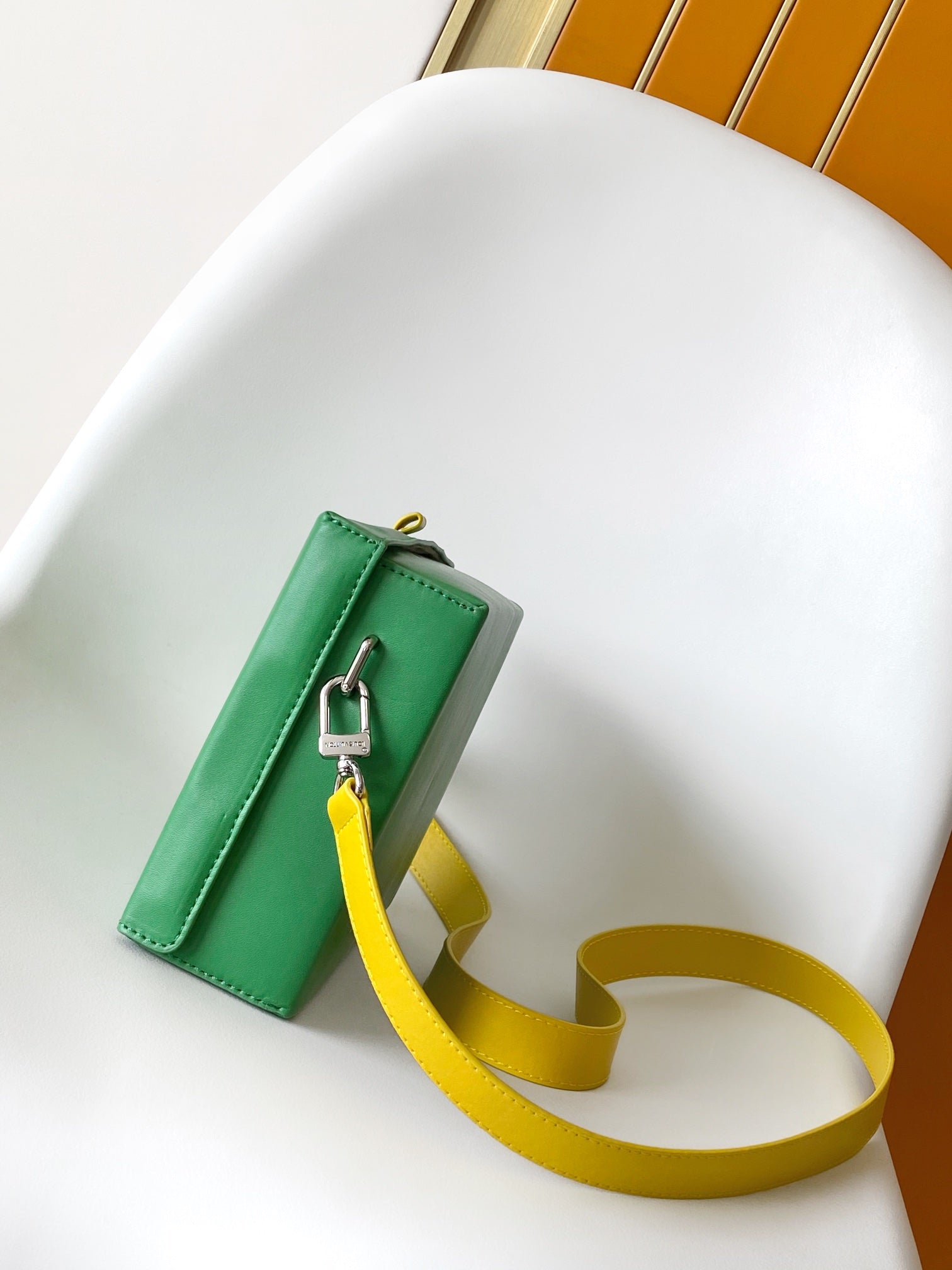 LOUIS VUITTON SHOPPER BAG 23 IN GREEN YELLOW CALFSKIN EMBROIDERED LOGO