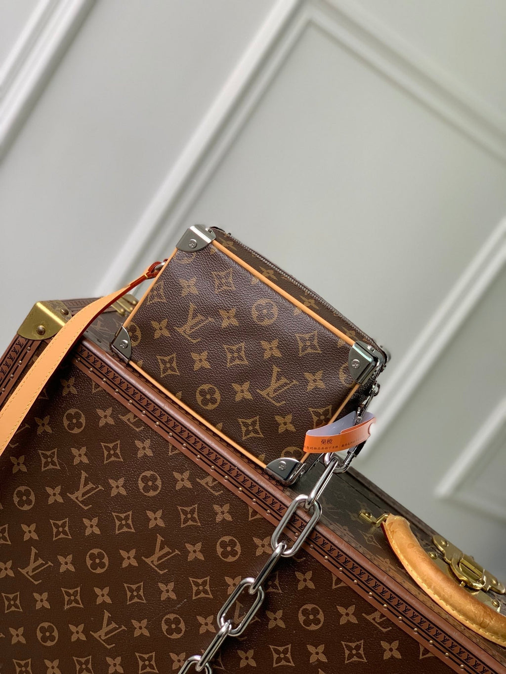 LOUIS VUITTON MINI SOFT TRUNK 18 IN BROWN MONOGRAM MACASSAR CANVAS