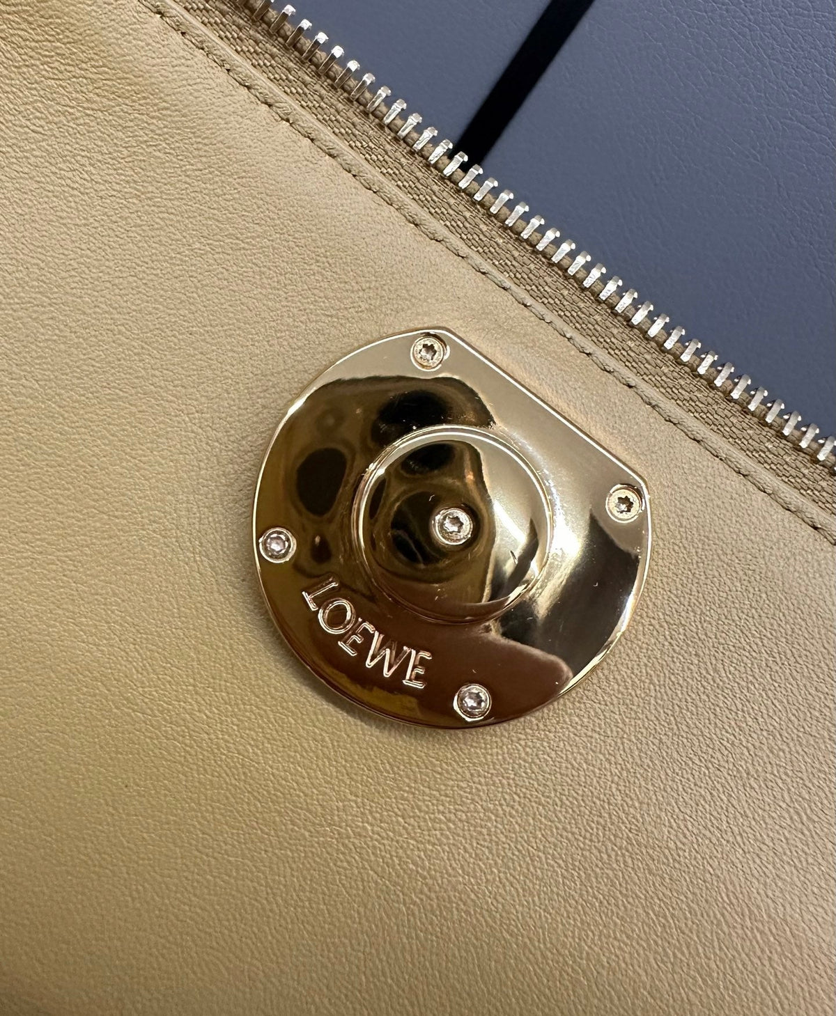 LOEWE 25S MEDIUM MADRID BAG 23 IN SAND YELLOW CALFSKIN GOLD HARDWARE