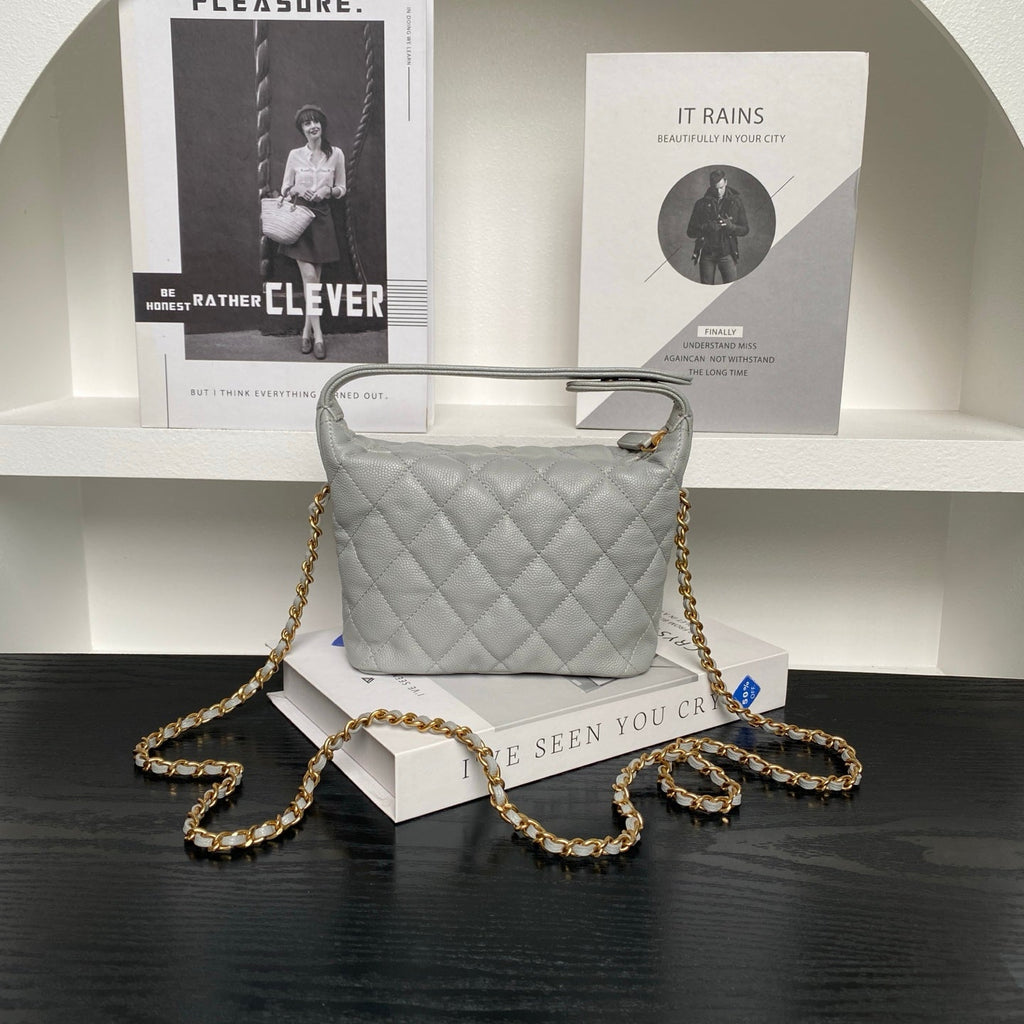 CHANEL 25S HOBO BAG 22 IN GREY CAVIAR LEATHER