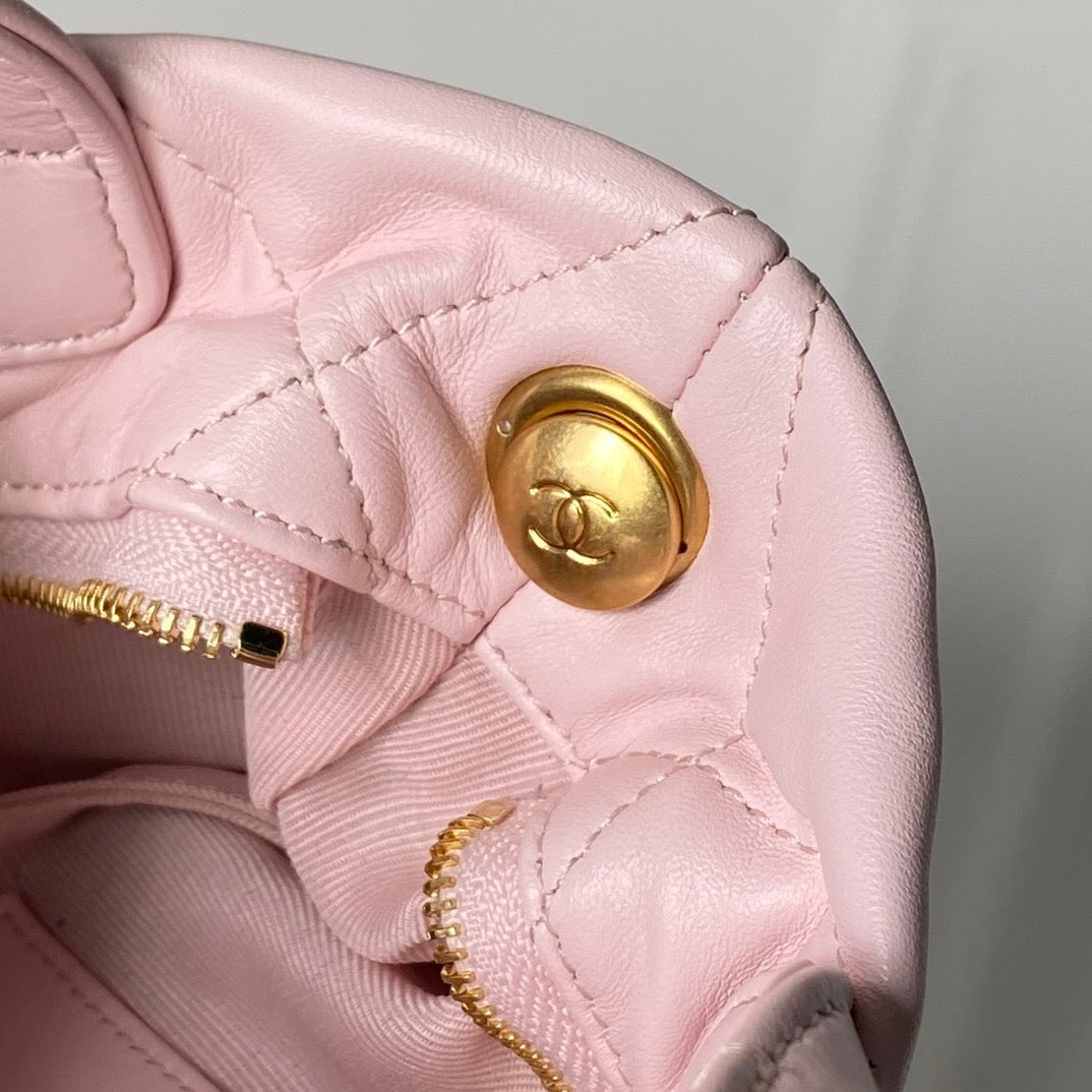 CHANEL 25S MINI BOW BAG 26 IN PINK LAMBSKIN WITH GOLD HARDWARE