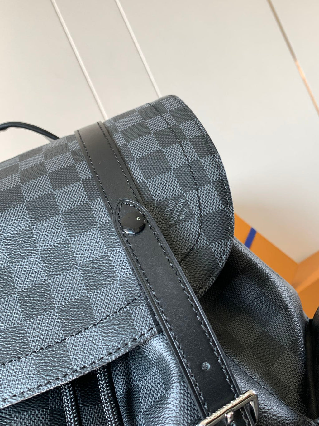 LOUIS VUITTON CHRISTOPHER MM BACKPACK 47 IN BLACK DAMIER GRAPHITE CANVAS