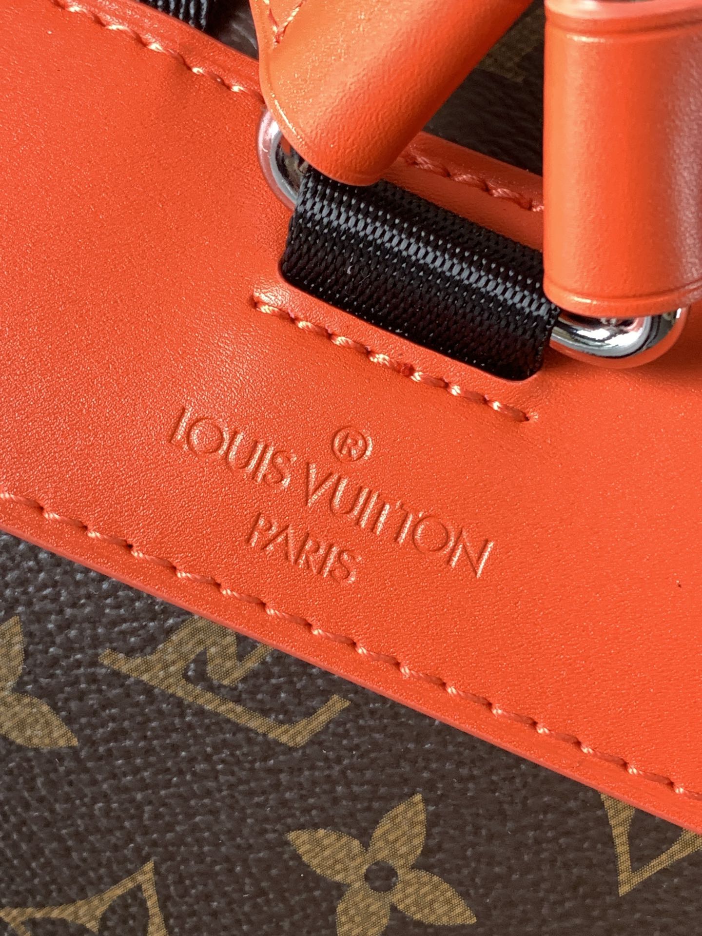 LOUIS VUITTON LV 25S CHRISTOPHER BACKPACK 48 IN BROWN AND VERMILION CANVAS MONOGRAM