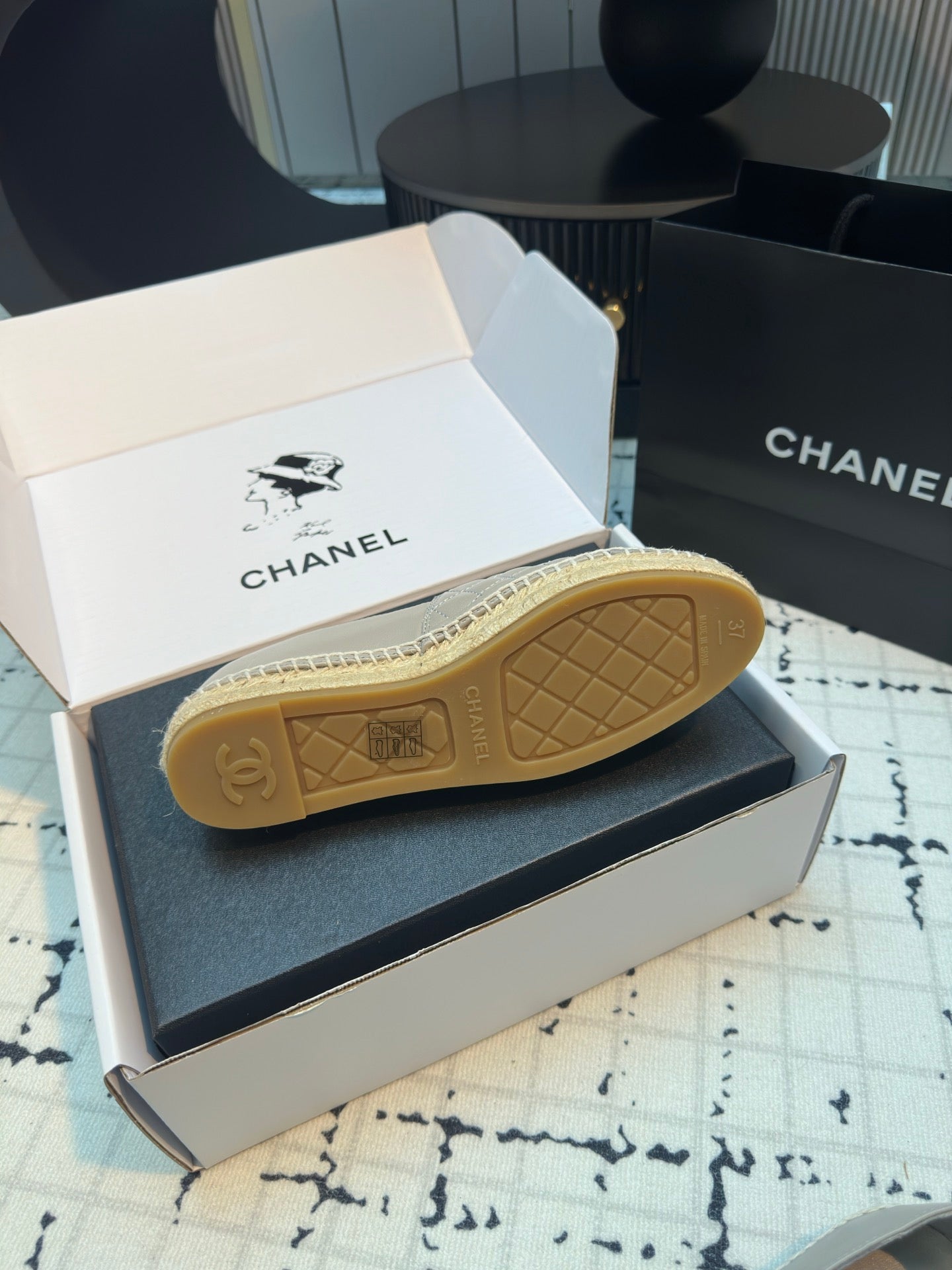 CHANEL ESPADRILLES LOAFERS IN FLINT GREY LAMBSKIN
