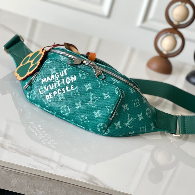 LOUIS VUITTON RUSH BUMBAG 30 IN GREEN MONOGRAM HERITAGE CANVAS
