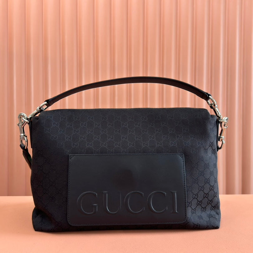 GUCCI LARGE CROSSBODY BAG 36 IN BLACK CANVAS