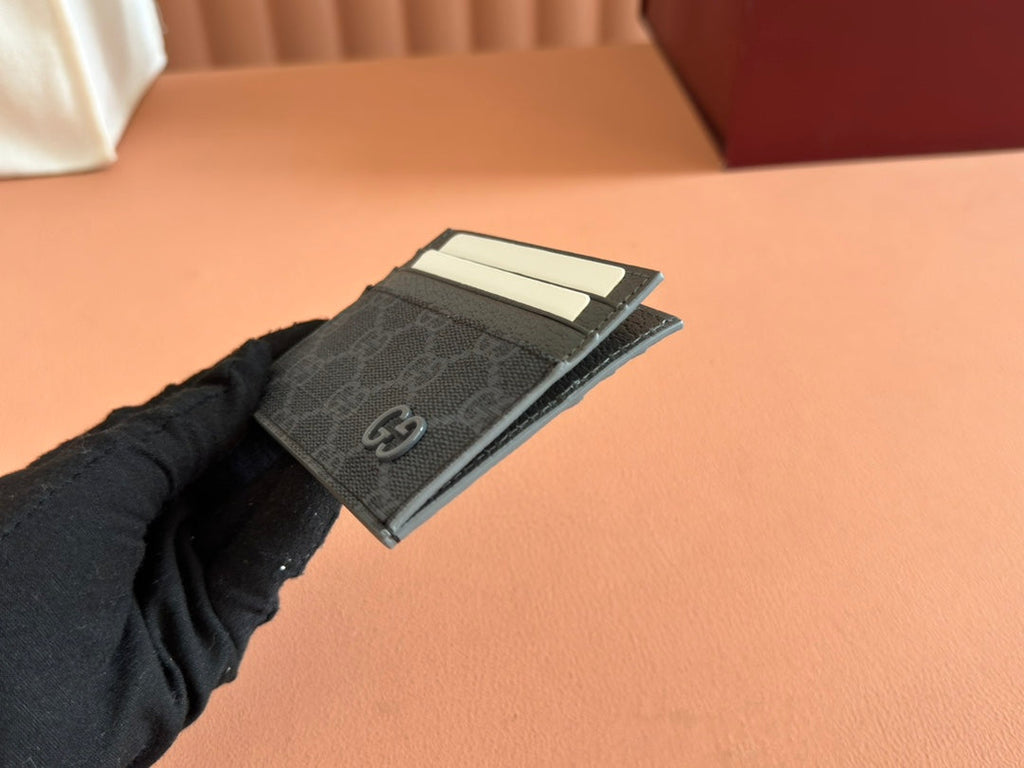 GUCCI CARD CASE 10 IN GREY  CALFSKIN