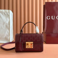 GUCCI 26S PADLOCK BAG 20 IN DARK RED EMBOSSED CALFSKIN