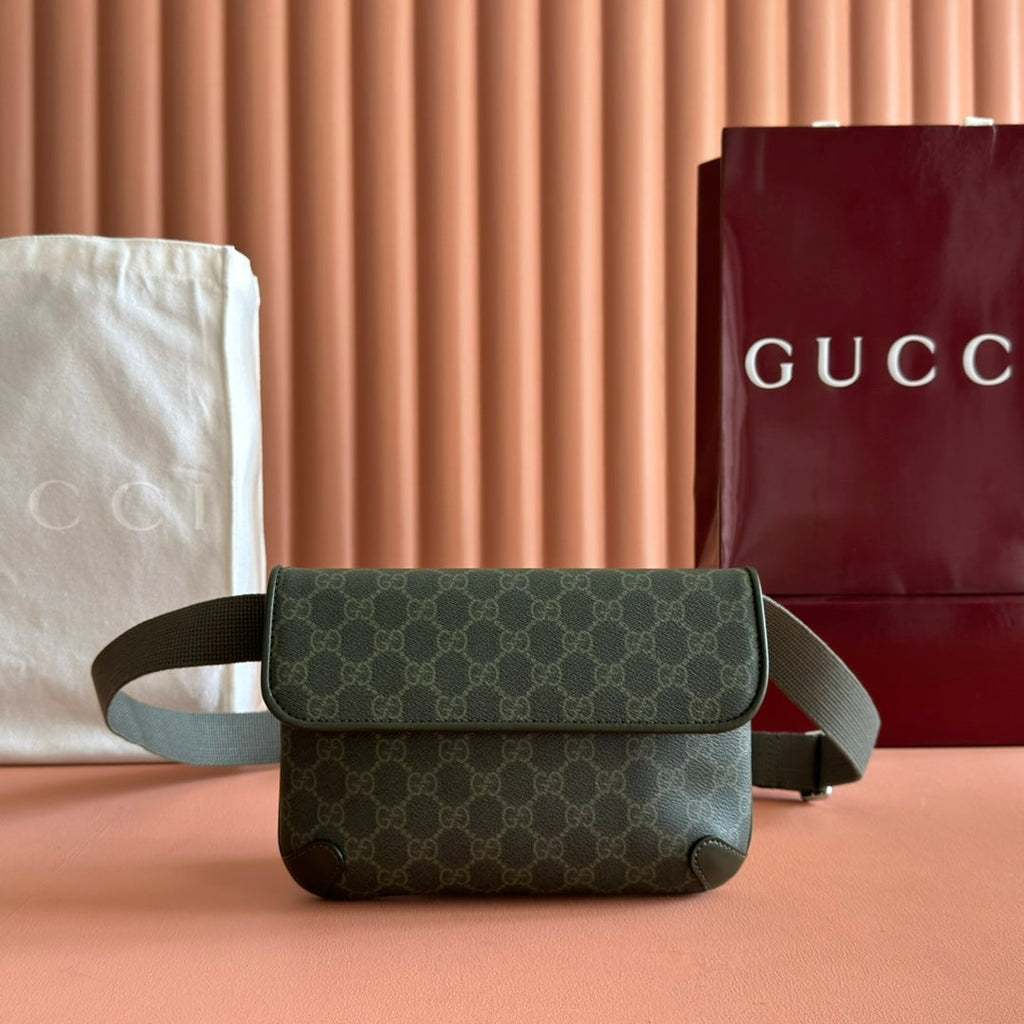 GUCCI 25S WAIST BAG 24 CM IN MOSS GREEN CALFSKIN