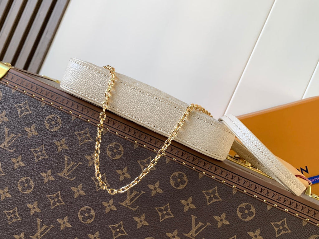 LOUIS VUITTON EASY POUCH ON STRAP 19 IN BEIGE MONOGRAM EMPREINTE LEATHER