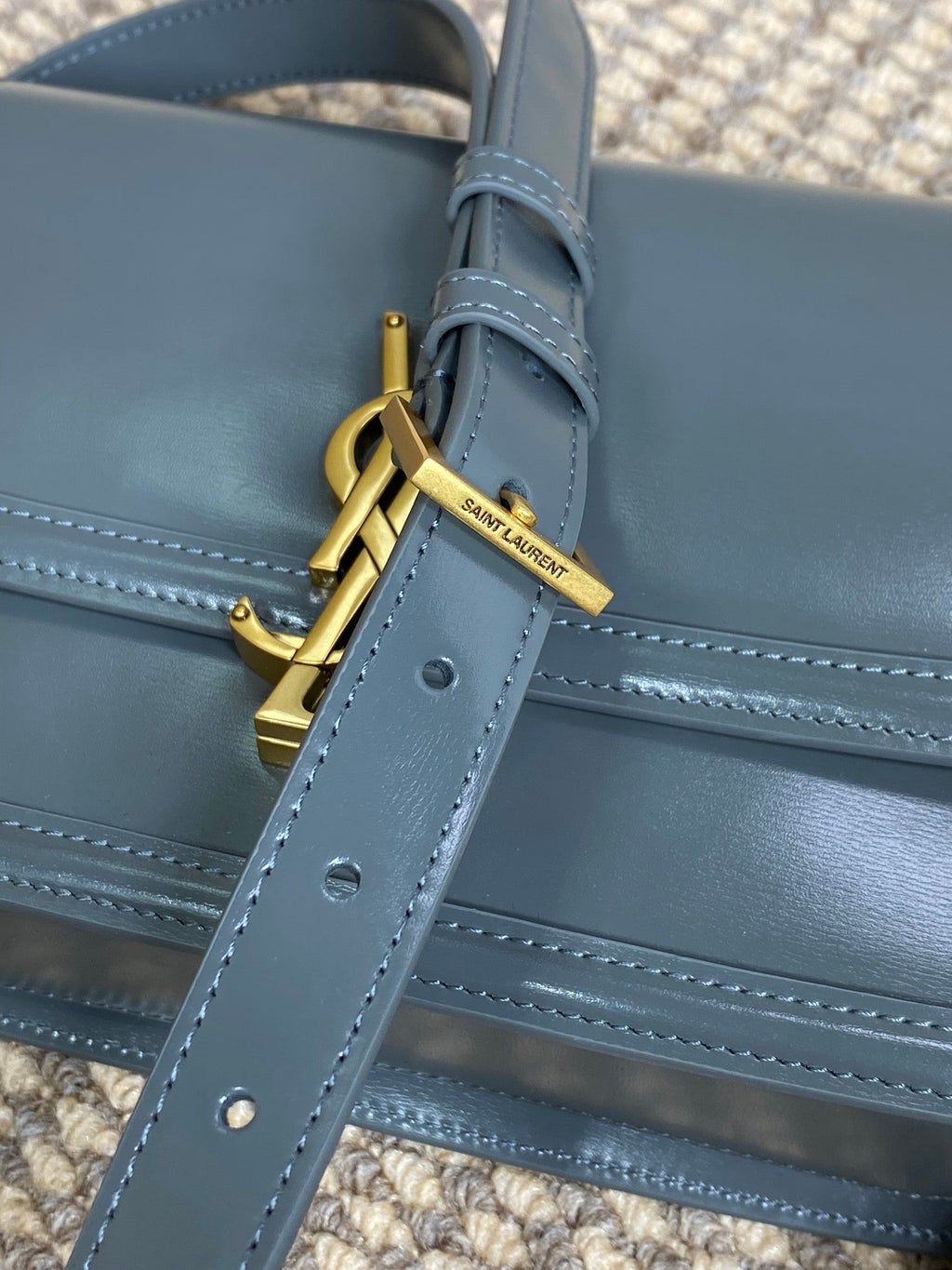 SOLFERINO SMALL SATCHEL 23 IN DARK GREY CALFSKIN GOLD HARDWARE