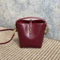 LE 37 MINI BUCKET BAG 15 IN BURGUNDY RED CALFSKIN GOLD HARDWARE